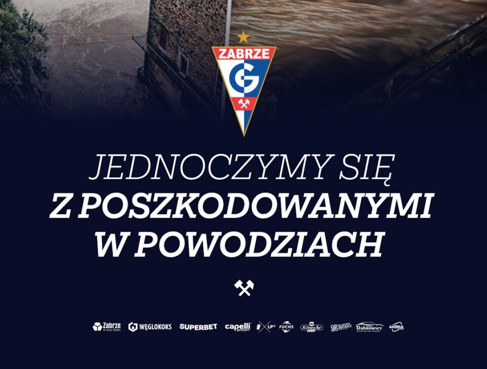 „Jednoczymy się z poszkodowanymi w powodziach!” - można przeczytać na oficjalnym profilu facebook'woym Górnika Zabrze. 14 krotny Mistrz Polski zadeklarował, że wesprze finansowo tych, których w miniony weekend dotknął żywioł.