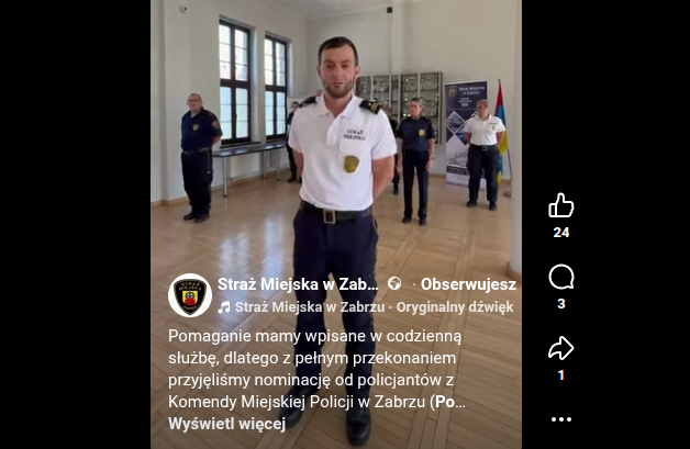 Mundurowi z Zabrza po raz kolejny udowadniają, że mają wielkie serca i potrafią jednoczyć siły w słusznym celu! Strażnicy Miejscy z Zabrza oficjalnie odpowiedzieli na nominację rzuconą przez swoich kolegów z Komendy Miejskiej Policji i wzięli udział w charytatywnym wyzwaniu dedykowanym małemu Wojtusiowi. Na placu komendy stanęła silna reprezentacja, która bez wahania wycisnęła wymagane „pompki”. W sieci pojawiło się już oficjalne wideo z tego wydarzenia – to trzeba zobaczyć!