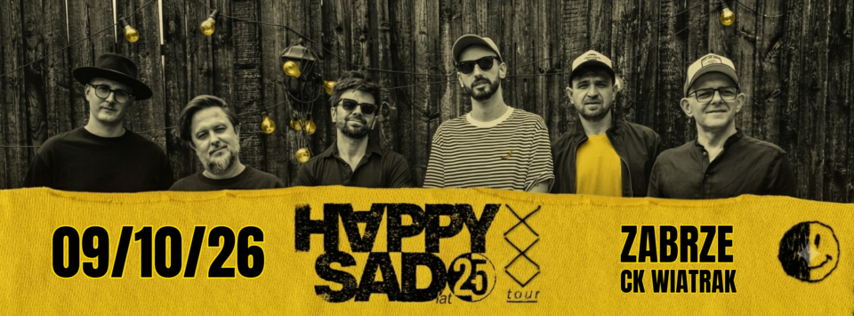 Jeden z najpopularniejszych polskich zespołów rockowych, Happysad, obchodzi ćwierćwiecze istnienia na scenie. Z okazji 25-lecia grupa rusza w wyjątkową jesienną trasę koncertową, a jej tradycyjny start nastąpi w legendarnym zabrzańskim Centrum Kultury Wiatrak. Muzycy szykują dla fanów niespodzianki – w tym utwory, które nie były grane na żywo nawet od dwóch dekad.
